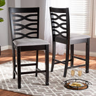 Baxton Studio Lanier Modern and Contemporary Gray Fabric Upholstered Espresso Brown Finished Wood Counter Height Pub Chair Set of 2