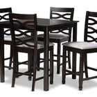 Baxton Studio Lanier Modern and Contemporary Gray Fabric Upholstered Espresso Brown Finished 5-Piece Wood Pub Set