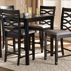 Baxton Studio Lanier Modern and Contemporary Gray Fabric Upholstered Espresso Brown Finished 5-Piece Wood Pub Set