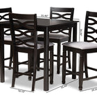 Baxton Studio Lanier Modern and Contemporary Gray Fabric Upholstered Espresso Brown Finished 5-Piece Wood Pub Set