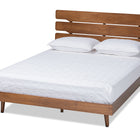 Baxton Studio Anzia Mid-Century Modern Walnut Finished Wood Queen Size Platform Bed