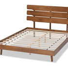 Baxton Studio Anzia Mid-Century Modern Walnut Finished Wood Queen Size Platform Bed