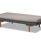 Baxton Studio Marit Mid-Century Modern Two-Tone Grey Fabric Upholstered Walnut Finished Wood Daybed