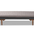 Baxton Studio Marit Mid-Century Modern Two-Tone Grey Fabric Upholstered Walnut Finished Wood Daybed