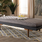 Baxton Studio Marit Mid-Century Modern Two-Tone Grey Fabric Upholstered Walnut Finished Wood Daybed