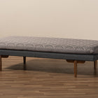 Baxton Studio Marit Mid-Century Modern Two-Tone Grey Fabric Upholstered Walnut Finished Wood Daybed