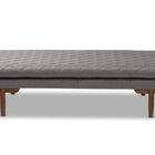 Baxton Studio Marit Mid-Century Modern Grey Fabric Upholstered Walnut Finished Wood Daybed