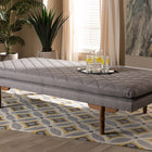 Baxton Studio Marit Mid-Century Modern Grey Fabric Upholstered Walnut Finished Wood Daybed