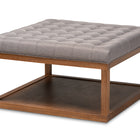 Baxton Studio Alvere Modern and Contemporary Grey Fabric Upholstered Walnut Finished Cocktail Ottoman