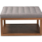 Baxton Studio Alvere Modern and Contemporary Grey Fabric Upholstered Walnut Finished Cocktail Ottoman