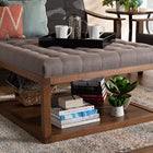 Baxton Studio Alvere Modern and Contemporary Grey Fabric Upholstered Walnut Finished Cocktail Ottoman