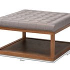 Baxton Studio Alvere Modern and Contemporary Grey Fabric Upholstered Walnut Finished Cocktail Ottoman