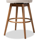 Baxton Studio Carra Mid-Century Modern Light Beige Fabric Upholstered Walnut-Finished Wood 2-Piece Swivel Bar Stool Set