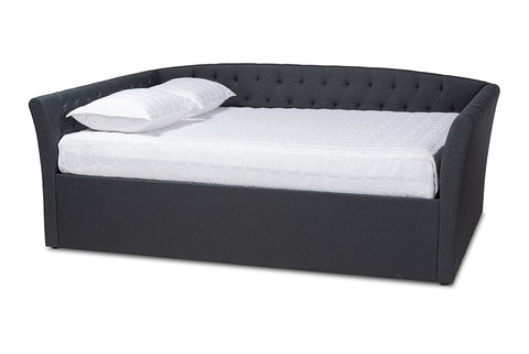 Baxton Studio Delora Modern and Contemporary Dark Grey Fabric Upholstered Queen Size Daybed