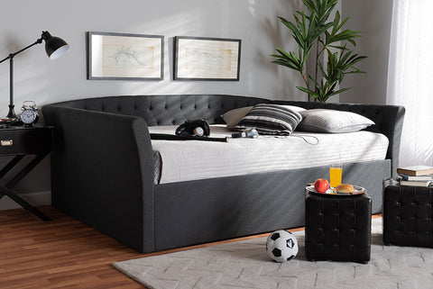 Baxton Studio Delora Modern and Contemporary Dark Grey Fabric Upholstered Queen Size Daybed