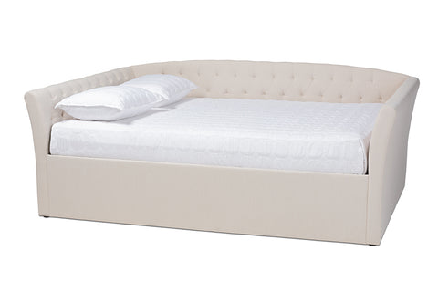 Baxton Studio Delora Modern and Contemporary Beige Fabric Upholstered Queen Size Daybed