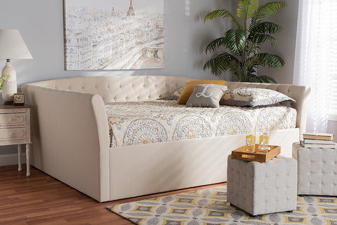 Baxton Studio Delora Modern and Contemporary Beige Fabric Upholstered Queen Size Daybed