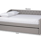 Baxton Studio Haylie Modern and Contemporary Light Grey Fabric Upholstered Full Size Daybed with Roll-Out Trundle Bed
