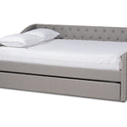 Baxton Studio Haylie Modern and Contemporary Light Grey Fabric Upholstered Queen Size Daybed with Roll-Out Trundle Bed