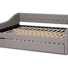 Baxton Studio Haylie Modern and Contemporary Light Grey Fabric Upholstered Full Size Daybed with Roll-Out Trundle Bed