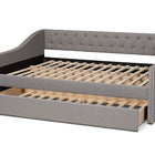 Baxton Studio Haylie Modern and Contemporary Light Grey Fabric Upholstered Full Size Daybed with Roll-Out Trundle Bed