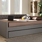 Baxton Studio Haylie Modern and Contemporary Light Grey Fabric Upholstered Full Size Daybed with Roll-Out Trundle Bed
