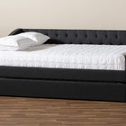 Baxton Studio Haylie Modern and Contemporary Dark Grey Fabric Upholstered Queen Size Daybed with Roll-Out Trundle Bed