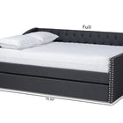 Baxton Studio Haylie Modern and Contemporary Dark Grey Fabric Upholstered Queen Size Daybed with Roll-Out Trundle Bed