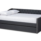 Baxton Studio Haylie Modern and Contemporary Dark Grey Fabric Upholstered Queen Size Daybed with Roll-Out Trundle Bed