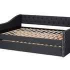 Baxton Studio Haylie Modern and Contemporary Dark Grey Fabric Upholstered Queen Size Daybed with Roll-Out Trundle Bed