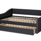 Baxton Studio Haylie Modern and Contemporary Dark Grey Fabric Upholstered Queen Size Daybed with Roll-Out Trundle Bed