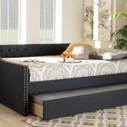 Baxton Studio Haylie Modern and Contemporary Dark Grey Fabric Upholstered Queen Size Daybed with Roll-Out Trundle Bed