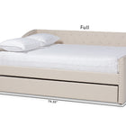 Baxton Studio Haylie Modern and Contemporary Beige Fabric Upholstered Full Size Daybed with Roll-Out Trundle Bed