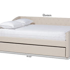Baxton Studio Haylie Modern and Contemporary Beige Fabric Upholstered Queen Size Daybed with Roll-Out Trundle Bed