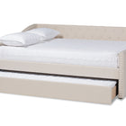 Baxton Studio Haylie Modern and Contemporary Beige Fabric Upholstered Queen Size Daybed with Roll-Out Trundle Bed