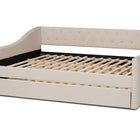 Baxton Studio Haylie Modern and Contemporary Beige Fabric Upholstered Queen Size Daybed with Roll-Out Trundle Bed