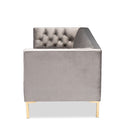 Baxton Studio Zanetta Glam and Luxe Gray Velvet Upholstered Gold Finished Sofa