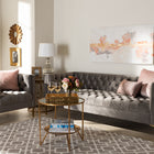 Baxton Studio Zanetta Glam and Luxe Gray Velvet Upholstered Gold Finished 2-Piece Sofa and Lounge Chair Set