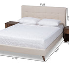 Baxton Studio Maren Mid-Century Modern Beige Fabric Upholstered Queen Size Platform Bed with Two Nightstands