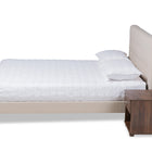 Baxton Studio Maren Mid-Century Modern Beige Fabric Upholstered Queen Size Platform Bed with Two Nightstands