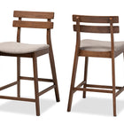 Baxton Studio Larine Modern and Contemporary Light Grey Fabric Upholstered Walnut Finished 2-Piece Wood Counter Stool Set