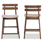 Baxton Studio Larine Modern and Contemporary Light Grey Fabric Upholstered Walnut Finished 2-Piece Wood Counter Stool Set