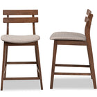 Baxton Studio Larine Modern and Contemporary Light Grey Fabric Upholstered Walnut Finished 2-Piece Wood Counter Stool Set