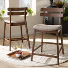 Baxton Studio Larine Modern and Contemporary Light Grey Fabric Upholstered Walnut Finished 2-Piece Wood Counter Stool Set
