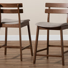 Baxton Studio Larine Modern and Contemporary Light Grey Fabric Upholstered Walnut Finished 2-Piece Wood Counter Stool Set