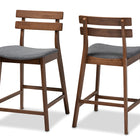 Baxton Studio Larine Modern and Contemporary Dark Grey Fabric Upholstered Walnut Finished 2-Piece Wood Counter Stool Set