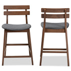 Baxton Studio Larine Modern and Contemporary Dark Grey Fabric Upholstered Walnut Finished 2-Piece Wood Counter Stool Set