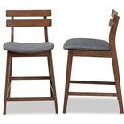 Baxton Studio Larine Modern and Contemporary Dark Grey Fabric Upholstered Walnut Finished 2-Piece Wood Counter Stool Set