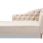 Baxton Studio Emeline Modern and Contemporary Beige Fabric Upholstered Oak Finished Chaise Lounge