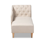 Baxton Studio Emeline Modern and Contemporary Beige Fabric Upholstered Oak Finished Chaise Lounge
